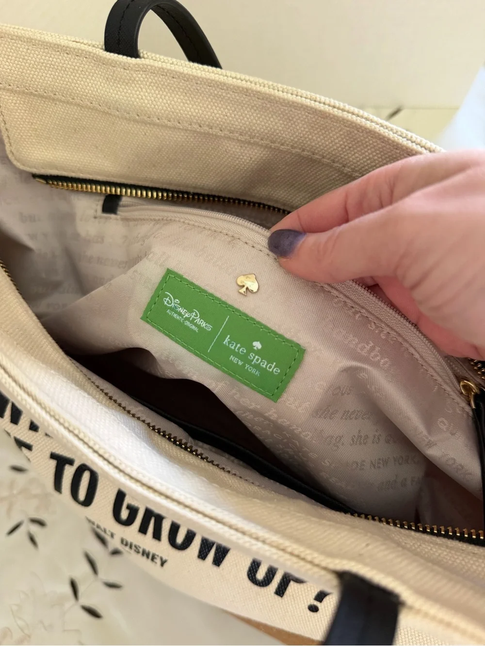 kate spade Disney “Who Says We Have To Grow Up” Canvas Tote
